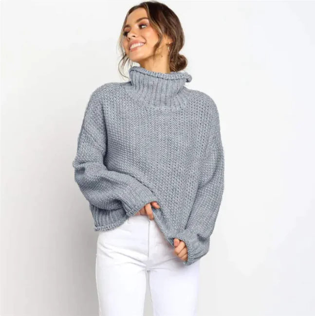 Women's Knitted High Collar Sweater