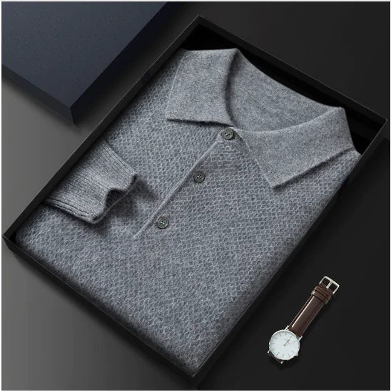 Men's Cashmere Knitted Polo Collar Shirt